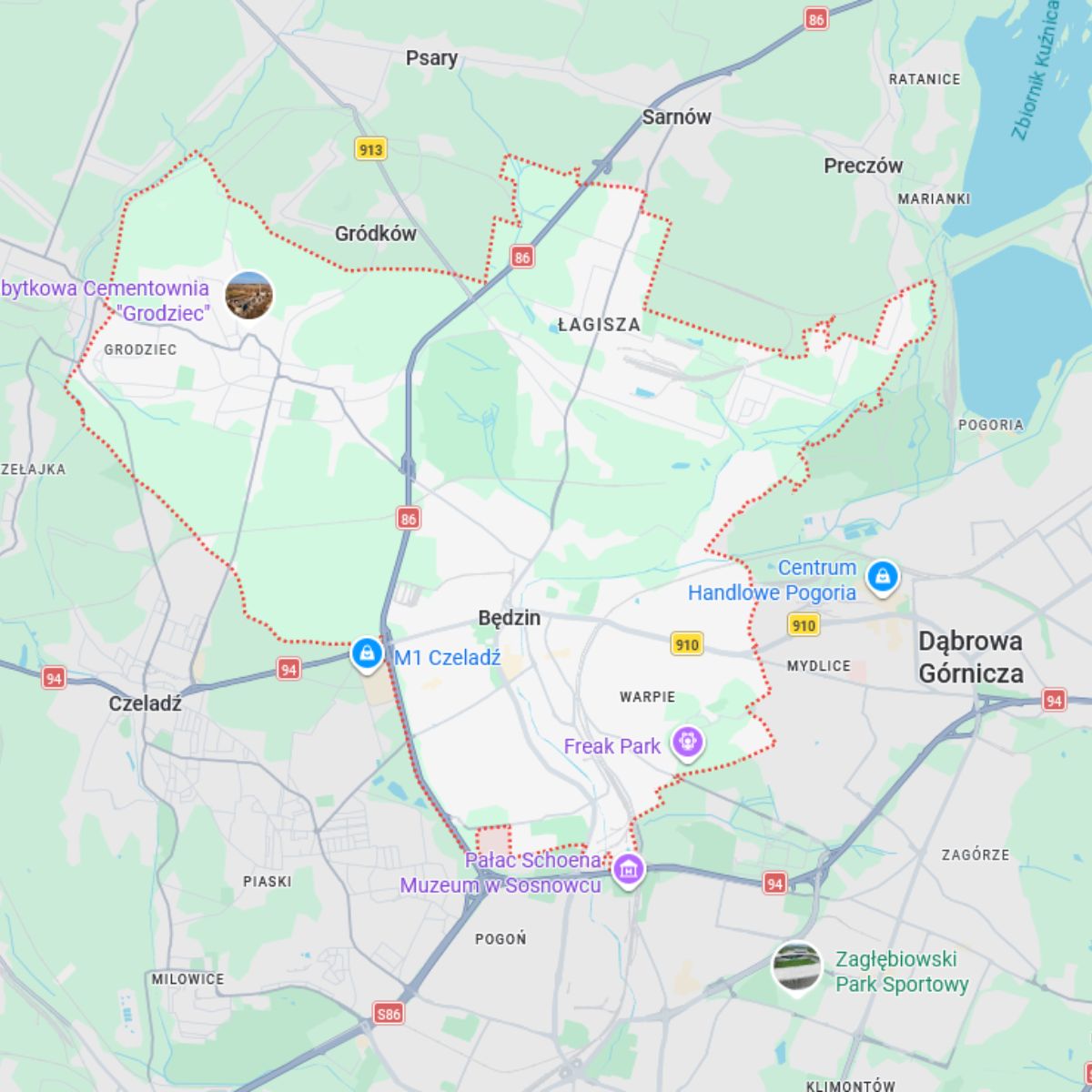 mapa będzin