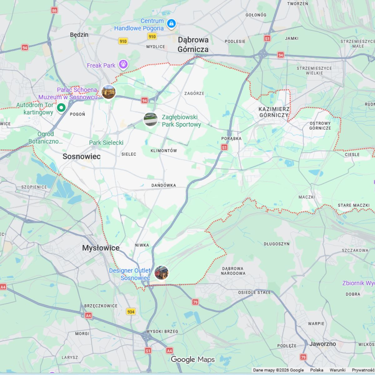 mapa sosnowiec
